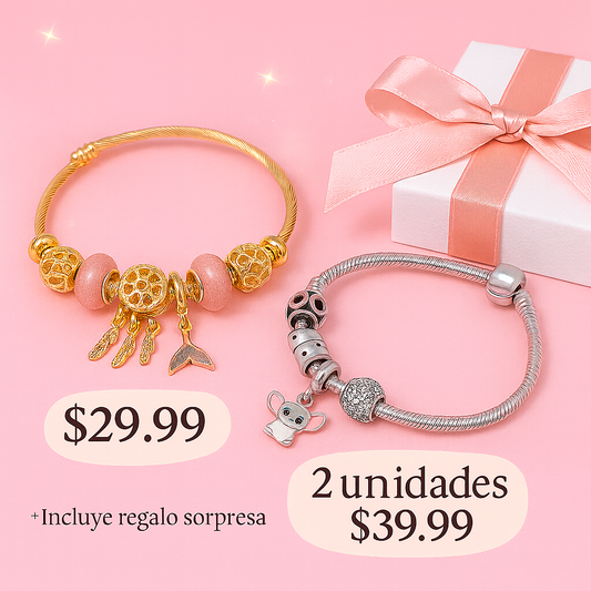Pandora 💎 CON CAJA + 5 charms